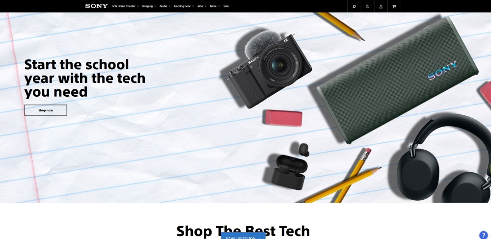 Sony online store featuring TVs, headphones, cameras, gaming and electronics