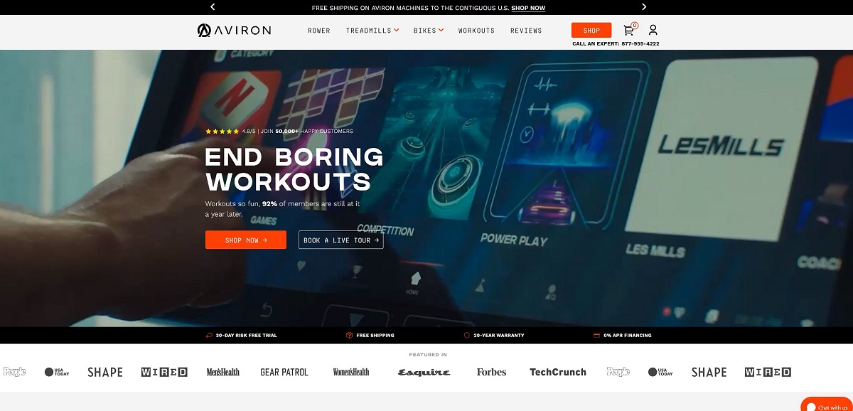 Aviron interactive home fitness equipment